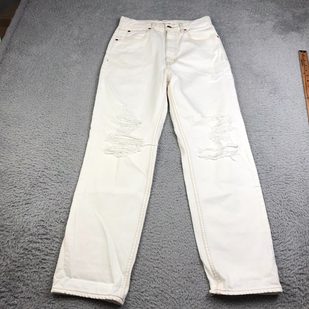 SLVRLAKE‎ Dakota Jeans Womens 27 (28x29) Ivory Destructed Distressed Boyfriend